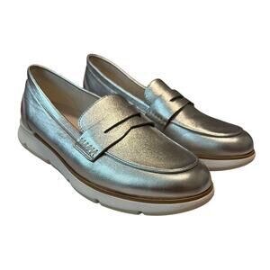 Cole Haan 4.ZEROGRAND Loafers Womens Casual Shoes Silver Leather Size 9 W31491